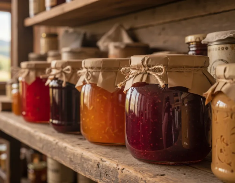 Homemade jams and peanut butter