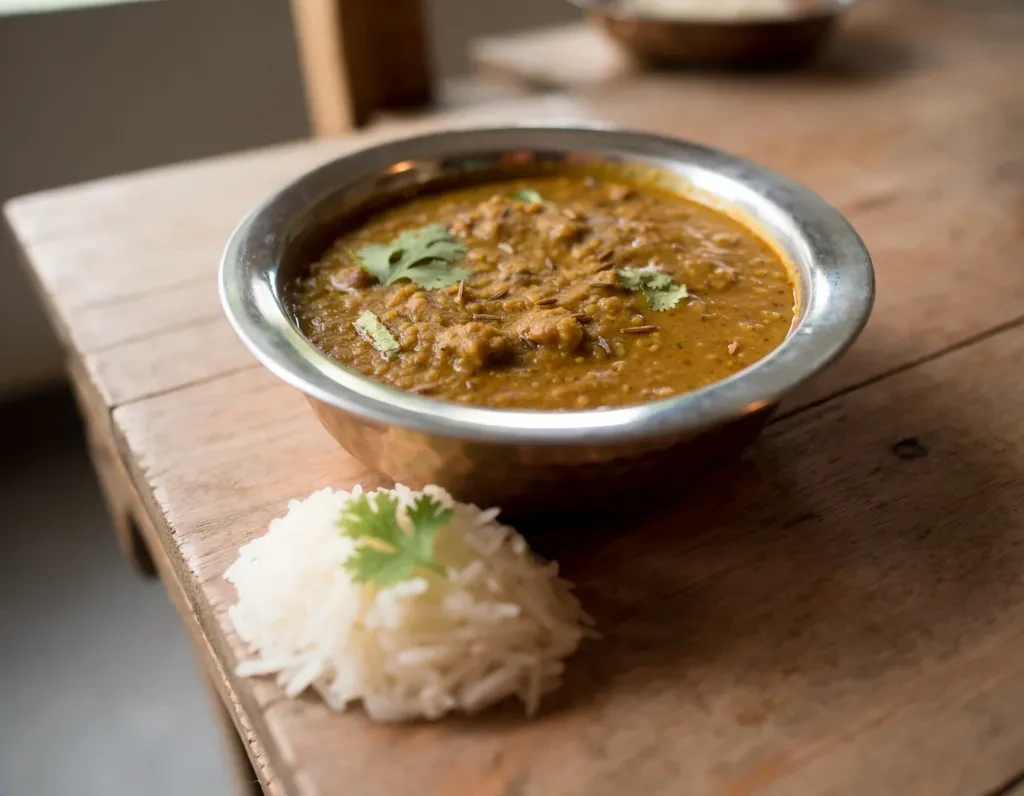 Phaanu - thick Garhwali lentil gravy served with rice